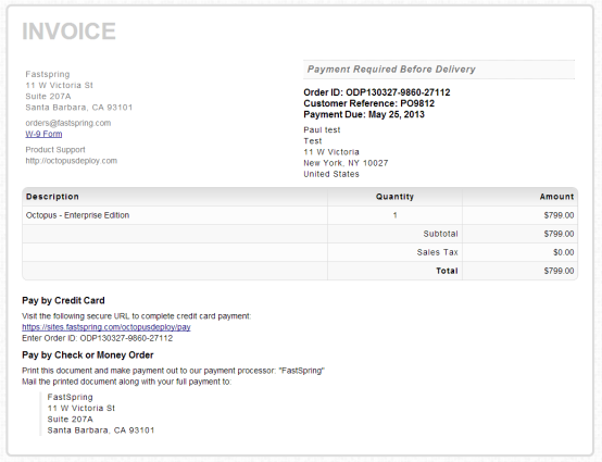 Invoice example