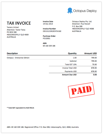 Invoice, fully paid